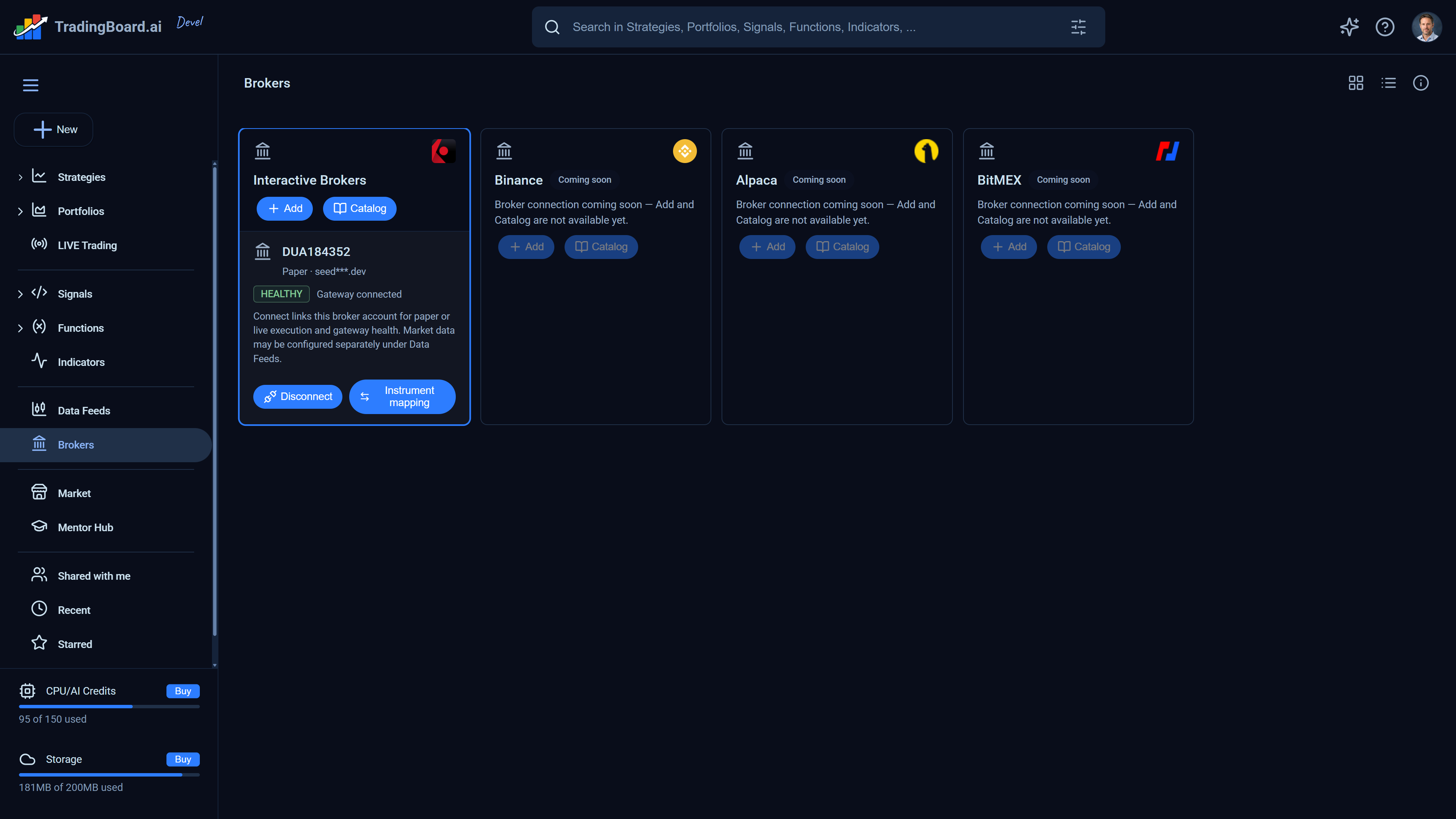 Broker connectivity in TradingBoard.ai