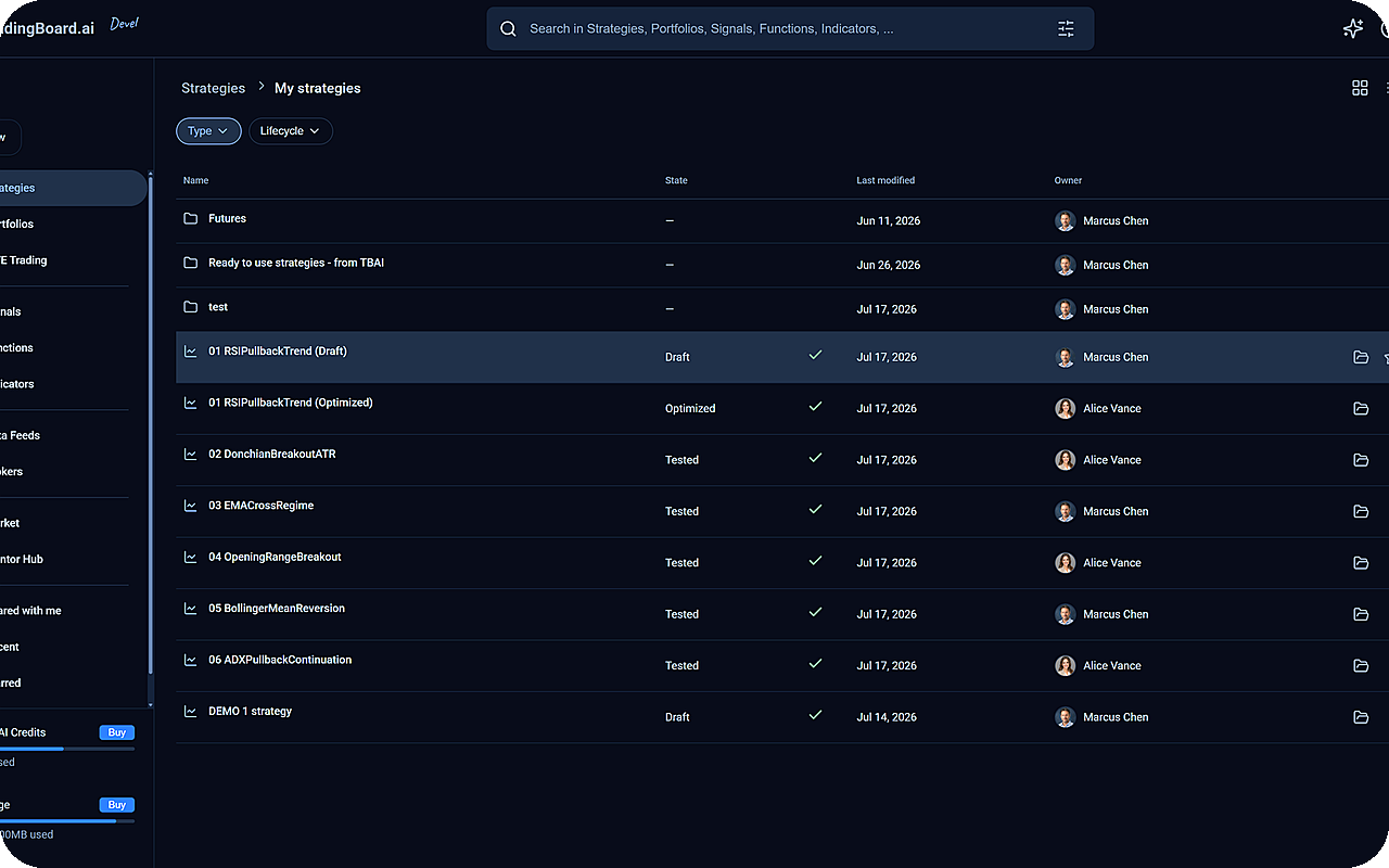 Strategies explorer