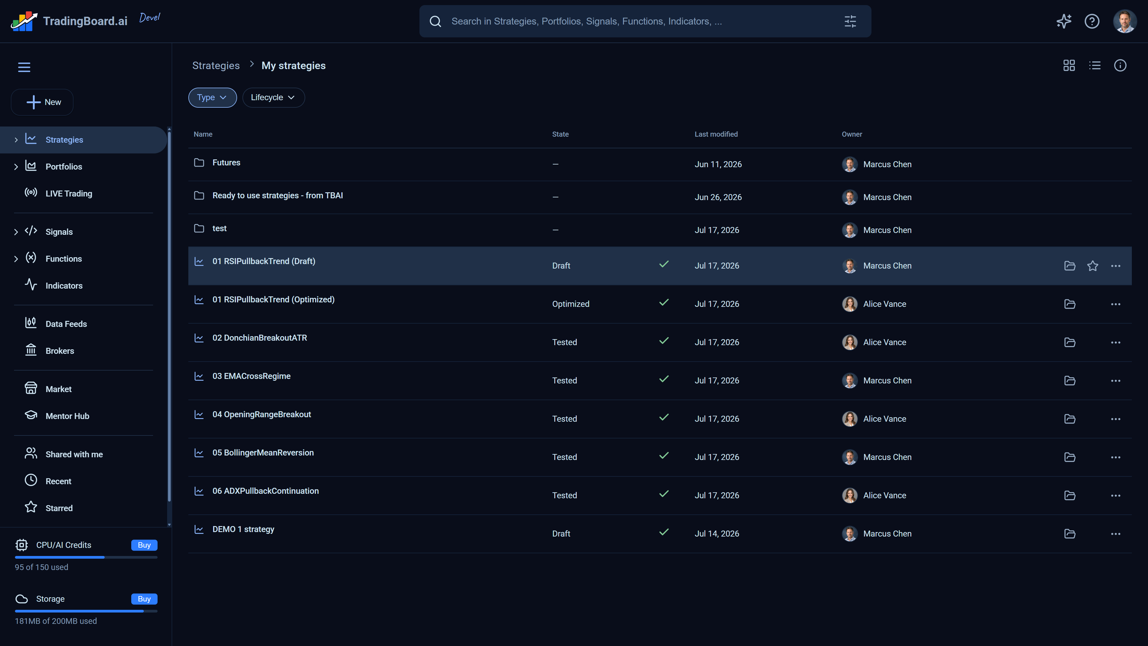 Strategies explorer