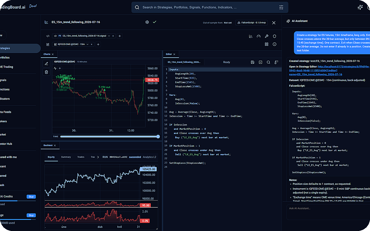 AI assistant with strategy editor